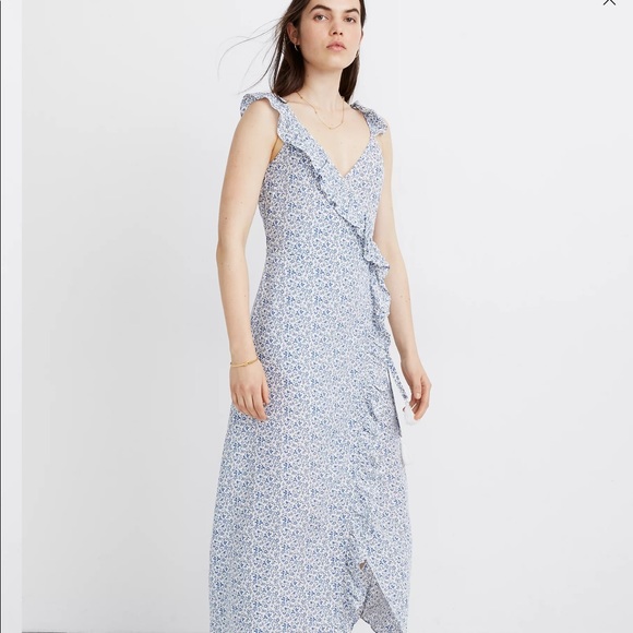 New with defect madewell ruffled wrap maxi dress size 8 - Picture 1 of 10